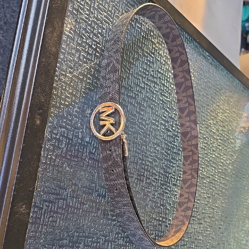 Michael Kors Black Belt with Silver Logo Buckle